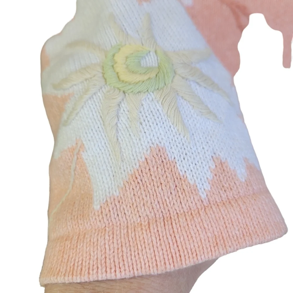 CHRISTOPHER&BANKS Hand Embroidered Peach Sweater Size Medium - Picture 4 of 8